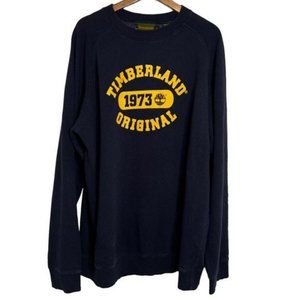 Timberland Mens Size XL Navy Blue Crewneck Sweatshirt with Yellow Graphic